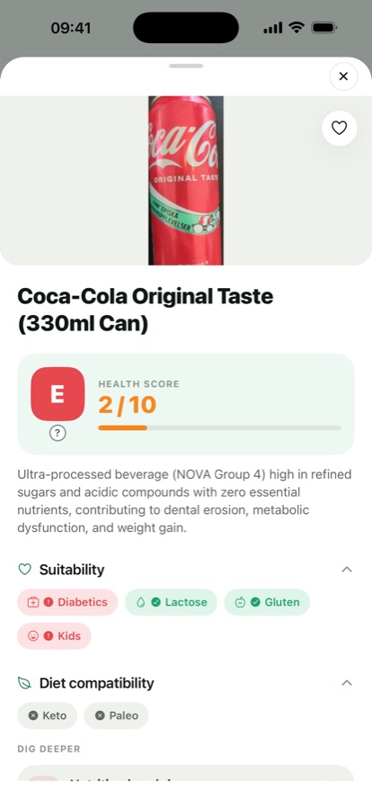 A product's grade with the reason and suitability flags