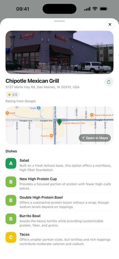 Restaurant with AI dish grades